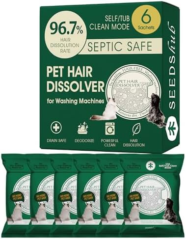 Dissolvente de Pelo de Mascota Seedshub para Lavadora - Removedor de Pelo de Perro y Gato, 96.7% de Disolución, Compatible con Lavadoras HE/Frontal, - imagen 1