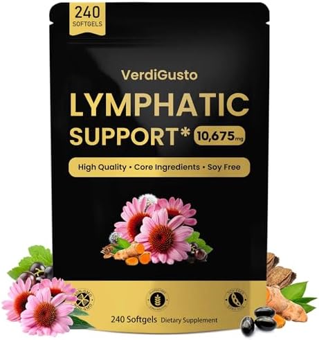 Suplemento Linfático VerdiGusto 10,675mg | Mezcla 25 en 1 con Equinácea, Saúco, Diente de León | 240 Softgels, Suministro para 80 Días | Libre de - imagen 1