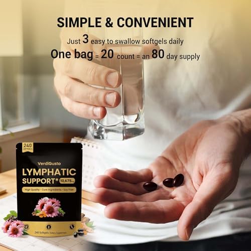 Suplemento Linfático VerdiGusto 10,675mg | Mezcla 25 en 1 con Equinácea, Saúco, Diente de León | 240 Softgels, Suministro para 80 Días | Libre de - imagen 6