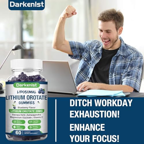 Gomitas Liposomales Darkenlst 2 Pack 20MG de Orotato de Litio con Ashwagandha, Bacopa, Hongo Melena de León, Magnesio y Vitamina C para Ánimo e - imagen 7