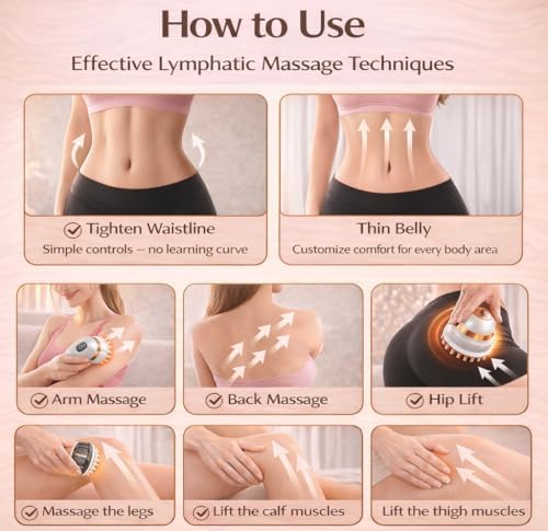 Masajeador de Drenaje Linfático para Cuidado Corporal en Casa, Herramienta de Masaje Escultural para Piernas, Brazos, Abdomen y Espalda, Reduce - imagen 8