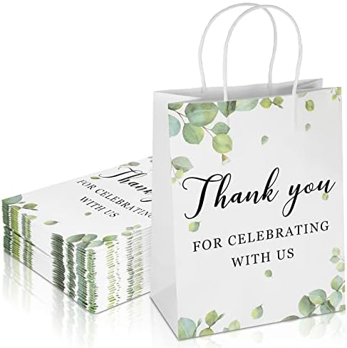 30 Piezas de Bolsas de Bienvenida para Bodas con Asas, Gracias por Celebrar con Nosotros, Bolsas de Regalo para Invitados, 8 x 4 x 10 Pulgadas - imagen 1