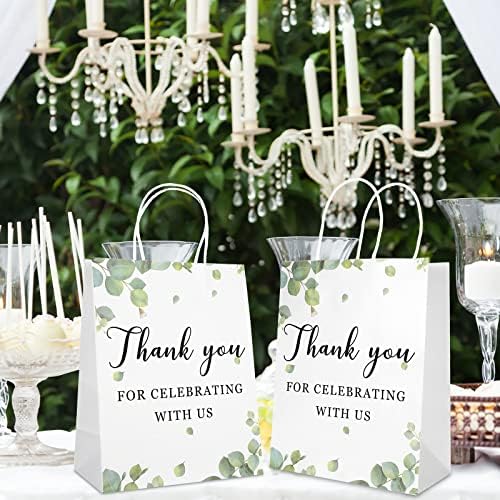 30 Piezas de Bolsas de Bienvenida para Bodas con Asas, Gracias por Celebrar con Nosotros, Bolsas de Regalo para Invitados, 8 x 4 x 10 Pulgadas - imagen 3