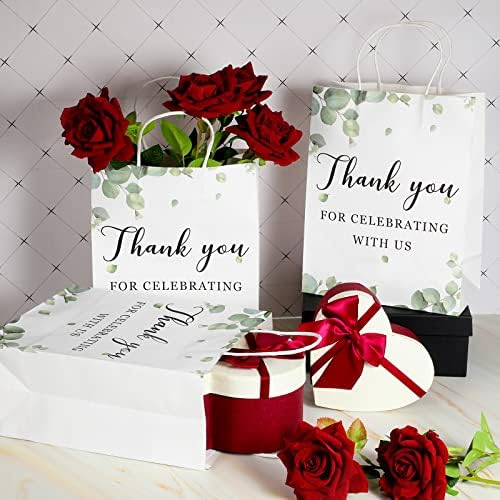 30 Piezas de Bolsas de Bienvenida para Bodas con Asas, Gracias por Celebrar con Nosotros, Bolsas de Regalo para Invitados, 8 x 4 x 10 Pulgadas - imagen 5