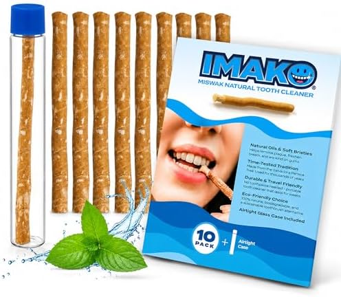 Palitos de Miswak Orgánicos Premium Imako para Limpieza Dental – Paquete de 10 con Estuche de Viaje – Ecológicos, Sin Desechos, Blanqueamiento - imagen 1