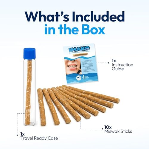 Palitos de Miswak Orgánicos Premium Imako para Limpieza Dental – Paquete de 10 con Estuche de Viaje – Ecológicos, Sin Desechos, Blanqueamiento - imagen 6