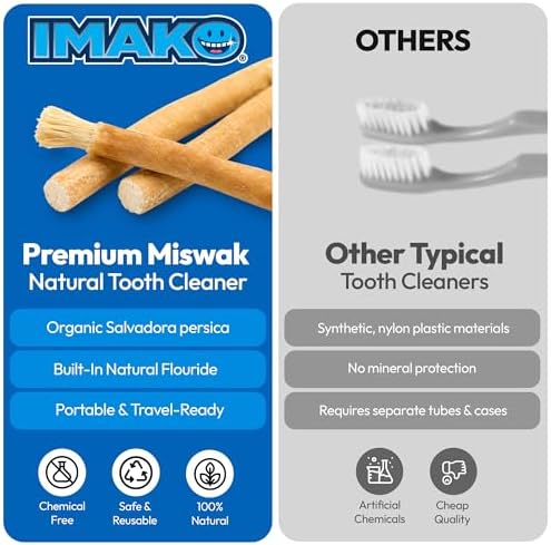 Palitos de Miswak Orgánicos Premium Imako para Limpieza Dental – Paquete de 10 con Estuche de Viaje – Ecológicos, Sin Desechos, Blanqueamiento - imagen 7