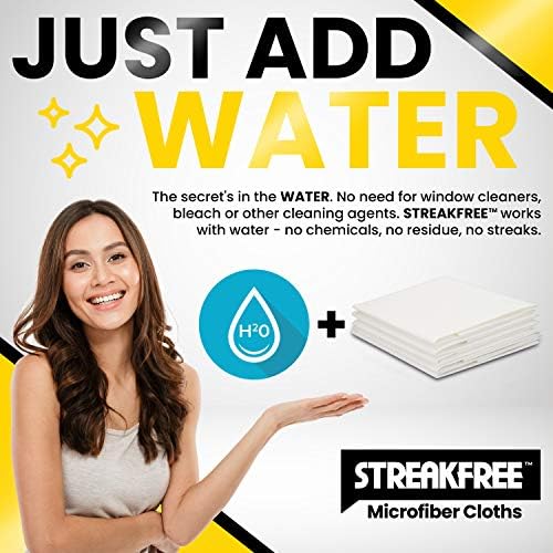 Paquete de 5 Paños de Microfibra para Limpieza de Cristales StreakFree – 16x16, Sin Pelusa, para Ventanas y Espejos – Solo Agua, Sin Químicos, Brillo - imagen 3