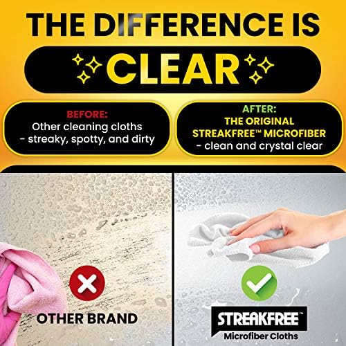 Paquete de 5 Paños de Microfibra para Limpieza de Cristales StreakFree – 16x16, Sin Pelusa, para Ventanas y Espejos – Solo Agua, Sin Químicos, Brillo - imagen 6