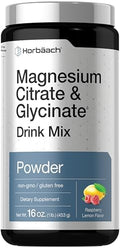 Mezcla Bebible de Magnesio Citrato y Glicinato Horbaach | 325 mg | 16 oz | Sabor Frambuesa-Limón | Vegano, Sin OGM y Sin Gluten - imagen 1