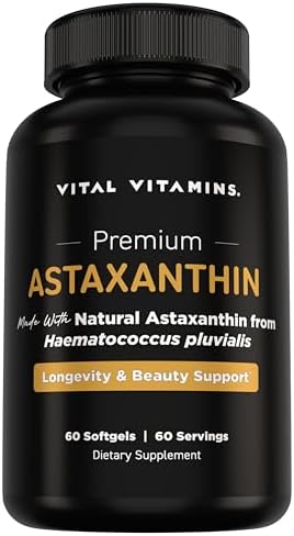Vital Vitamins Astaxantina 12mg - 60 Cápsulas Blandas Veganas para Hidratación y Elasticidad de la Piel - Hecho en EE. UU. - imagen 1