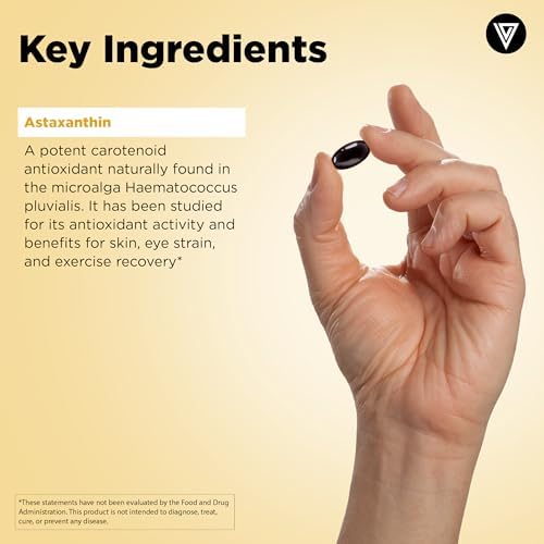 Vital Vitamins Astaxantina 12mg - 60 Cápsulas Blandas Veganas para Hidratación y Elasticidad de la Piel - Hecho en EE. UU. - imagen 4