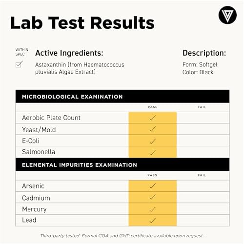 Vital Vitamins Astaxantina 12mg - 60 Cápsulas Blandas Veganas para Hidratación y Elasticidad de la Piel - Hecho en EE. UU. - imagen 7