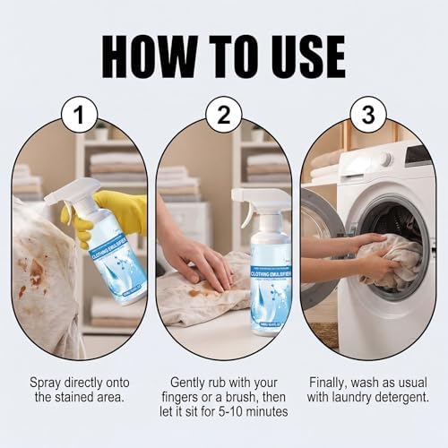 Removedor de manchas emulsionante para ropa, spray pre-tratamiento no iónico de 10 oz (308 ml) para grasa, aceite y alimentos en ropa y zapatos - imagen 6
