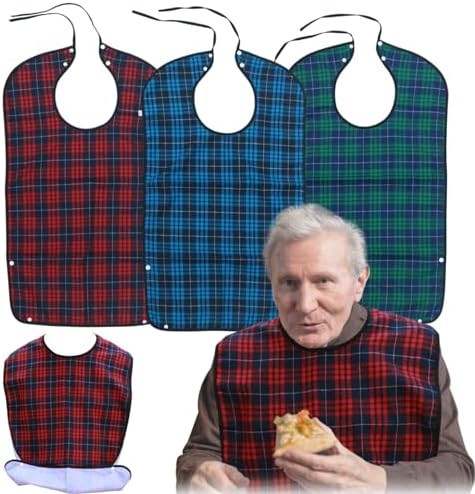 Bibs Reutilizables para Adultos Exmagous para Hombres - Paquete de 3, Protectores de Ropa con Capturador de Migajas, Impermeables y Lavables a - imagen 1