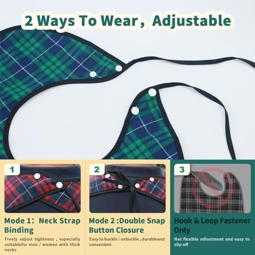 Bibs Reutilizables para Adultos Exmagous para Hombres - Paquete de 3, Protectores de Ropa con Capturador de Migajas, Impermeables y Lavables a - imagen 2