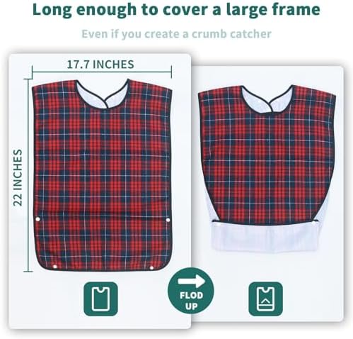 Bibs Reutilizables para Adultos Exmagous para Hombres - Paquete de 3, Protectores de Ropa con Capturador de Migajas, Impermeables y Lavables a - imagen 5