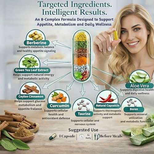 Suplemento GLP-1 AXIS | Supresor de apetito para pérdida de peso y manejo natural, fórmula 8 en 1 sin olor con Berberina y extracto de té verde, - imagen 7