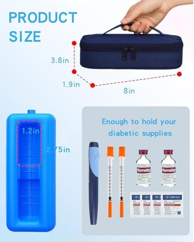 Funda de Viaje VIRHWOEA para Insulina: Cooler Aprobado por TSA, Bolsa Aislante para Plumas de Insulina y Botellas Pequeñas con Bloque de Hielo - imagen 2