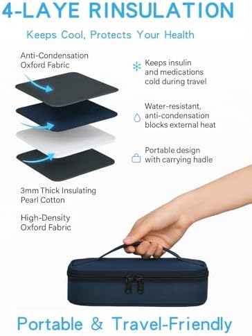 Funda de Viaje VIRHWOEA para Insulina: Cooler Aprobado por TSA, Bolsa Aislante para Plumas de Insulina y Botellas Pequeñas con Bloque de Hielo - imagen 5