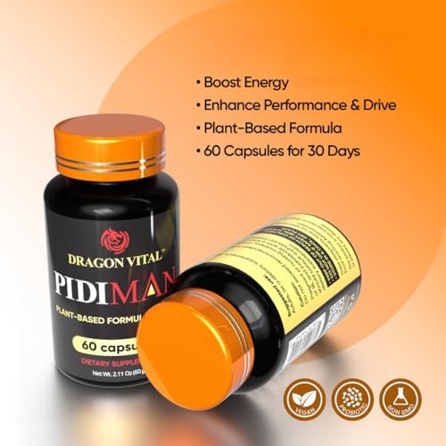 Suplemento de Rendimiento a Base de Plantas Dragon Vital PIDIMAN para Hombres, Mejora de Energía y Vitalidad, 60 Cápsulas, Suministro para 30 Días, - imagen 6