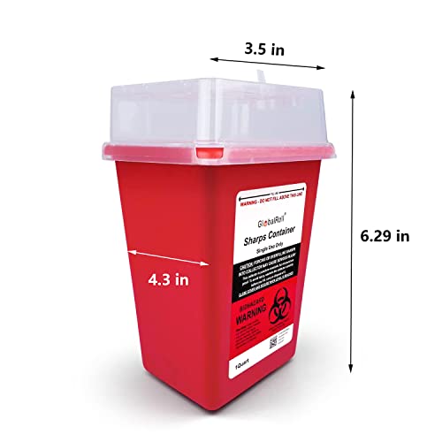 Contenedor de Desechos Punzocortantes GlobalRoll de 1 Cuarto, Paquete de 6, Recipiente Biohazard para Desechos de Agujas y Jeringas, Ideal para Hogar - imagen 6