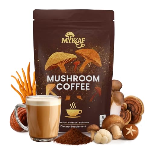 Café de Hongo 6 en 1, Café Instantáneo Orgánico Adaptogénico para Mayor Energía y Enfoque, con Reishi, Cordyceps y Melena de León, 30 Porciones - imagen 1