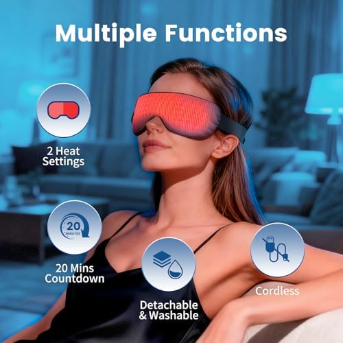 Mascarilla Térmica Inalámbrica para Ojos Secos, Máscara de Sueño Bloqueadora de Luz, Compresas Cálidas para Tratamiento de Estilo, Blefaritis, - imagen 2