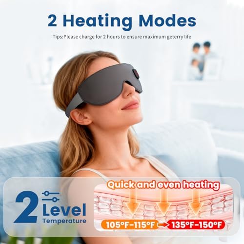 Mascarilla Térmica Inalámbrica para Ojos Secos, Máscara de Sueño Bloqueadora de Luz, Compresas Cálidas para Tratamiento de Estilo, Blefaritis, - imagen 3