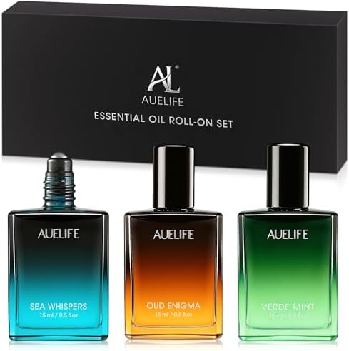 Set de 3 Roll-On de Aceites Esenciales de 15ml, Regalos de Aromaterapia Relajantes para Hombres, Set Portátil para Viajes, Ideal para el Día del - imagen 1