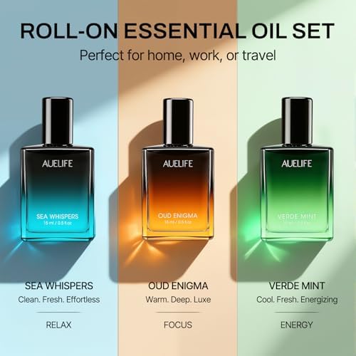 Set de 3 Roll-On de Aceites Esenciales de 15ml, Regalos de Aromaterapia Relajantes para Hombres, Set Portátil para Viajes, Ideal para el Día del - imagen 2