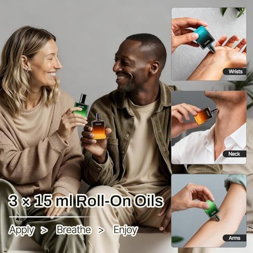 Set de 3 Roll-On de Aceites Esenciales de 15ml, Regalos de Aromaterapia Relajantes para Hombres, Set Portátil para Viajes, Ideal para el Día del - imagen 6