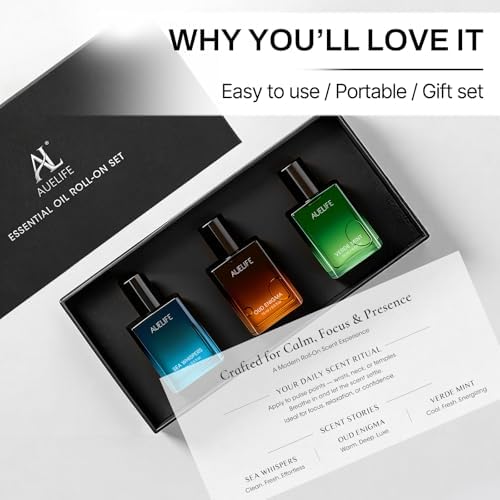 Set de 3 Roll-On de Aceites Esenciales de 15ml, Regalos de Aromaterapia Relajantes para Hombres, Set Portátil para Viajes, Ideal para el Día del - imagen 7