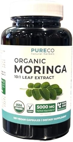 Cápsulas de Moringa Orgánica USDA - Extracto de Moringa 500mg 10:1 por Cápsula - Superalimento Verde Antioxidante Vegano y No Transgénico (Suministro - imagen 6