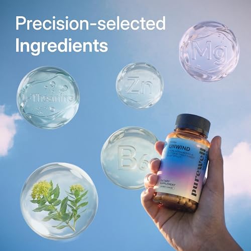Suplementos para el Estrés PUREWELL SCIENCES Unwind - 60 Cápsulas Veganas para Mujeres - L Teanina, Magnesio, Extracto de Rhodiola, Zinc y Vitamina B6 - imagen 4