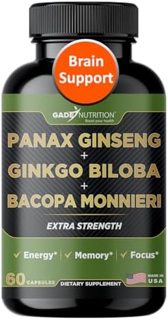 Suplemento Gade Nutrition de Ginkgo Biloba con Ginseng y Bacopa Monnieri | Cápsulas para la Memoria y Enfoque - Suplemento para el Cerebro - imagen 1