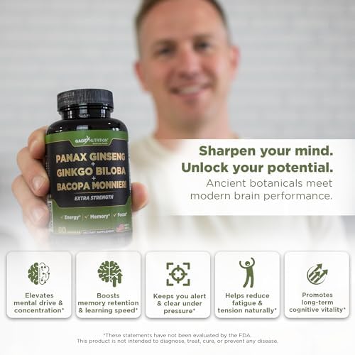 Suplemento Gade Nutrition de Ginkgo Biloba con Ginseng y Bacopa Monnieri | Cápsulas para la Memoria y Enfoque - Suplemento para el Cerebro - imagen 2