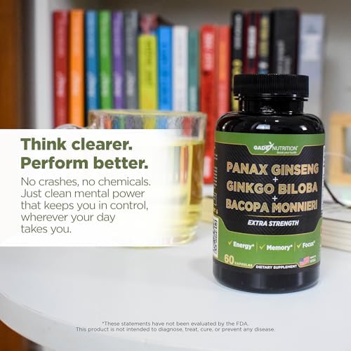 Suplemento Gade Nutrition de Ginkgo Biloba con Ginseng y Bacopa Monnieri | Cápsulas para la Memoria y Enfoque - Suplemento para el Cerebro - imagen 8