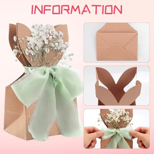 Bolsas de Regalo de Conejo de Pascua TOLGOE - 24 Pzs Cajas de Papel DIY con Orejas de Conejo, Flores Secas y Cinta para Dulces, Favors de Fiesta de - imagen 3