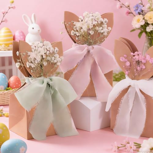 Bolsas de Regalo de Conejo de Pascua TOLGOE - 24 Pzs Cajas de Papel DIY con Orejas de Conejo, Flores Secas y Cinta para Dulces, Favors de Fiesta de - imagen 4