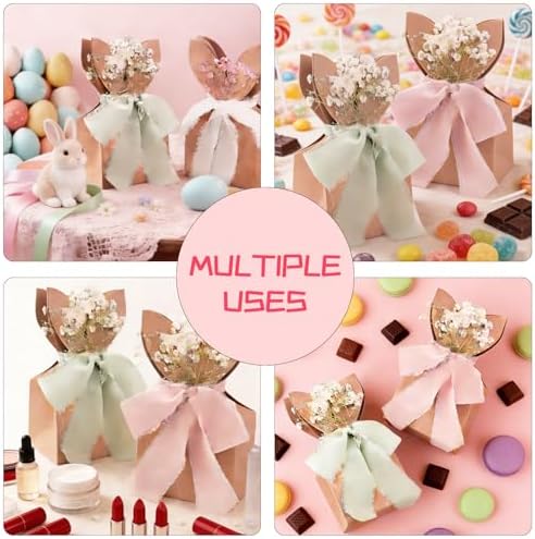 Bolsas de Regalo de Conejo de Pascua TOLGOE - 24 Pzs Cajas de Papel DIY con Orejas de Conejo, Flores Secas y Cinta para Dulces, Favors de Fiesta de - imagen 5