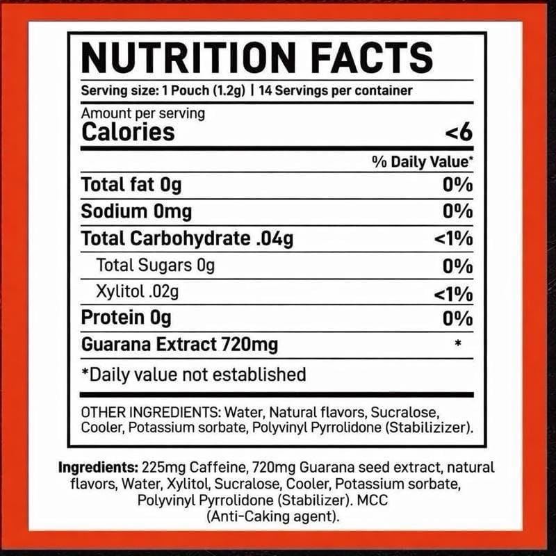 Pouches de Cafeína LyvWel 225mg, Energía con Guaraná, Pouches Nootrópicos, Sin Nicotina ni Tabaco, Sabores Intensos, Paquete Múltiple de 5 Pouches - imagen 5