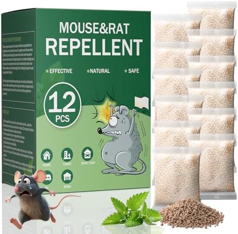Bolsitas Repelentes de Ratones 12 Piezas con Aceite de Menta - Repelente para Squirrels, Ratones, Polillas, Mosquitos y Arañas, Seguro para Familia y - imagen 1