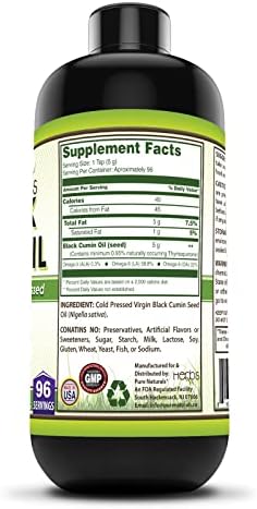 Suplemento de Aceite de Semilla Negra Pure Naturals | 16 Oz | 5 G por Porción | 96 Porciones por Botella | No GMO | Sin Gluten | Hecho en EE. UU. - imagen 3
