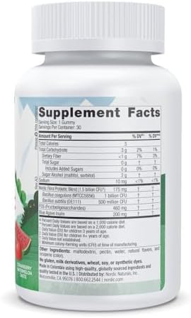 Gomitas Probioticas para Niños Nordic Naturals Sin Azúcar - Sabor Fresa Sandía - 30 Gomitas - Apoya la Salud Digestiva e Inmunológica - Veganas - No - imagen 2