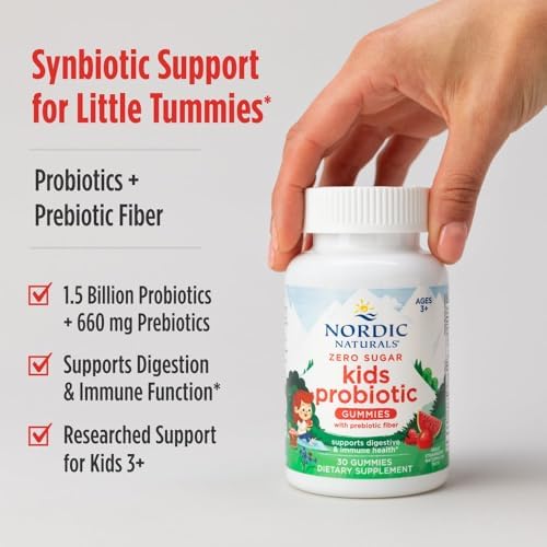 Gomitas Probioticas para Niños Nordic Naturals Sin Azúcar - Sabor Fresa Sandía - 30 Gomitas - Apoya la Salud Digestiva e Inmunológica - Veganas - No - imagen 5