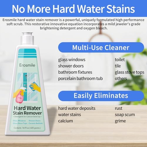 Limpiador EROSMILE para Manchas de Agua Dura, Vidrio de Ducha y Puertas de Ducha, Elimina Acumulación de Cal para Inodoro y Hogar - 16.91 oz - imagen 2