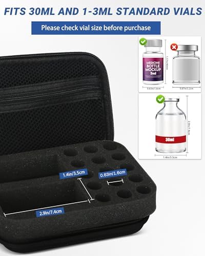 Estuche Avomosk para 17 frascos, tamaño dual de 30ml y 3ml, soporte para viales de BAC y insulina, ideal para refrigerador y viaje (solo estuche) - imagen 5