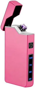Encendedor Eléctrico Rosa, Encendedor Plasma de Doble Arco, Recargable USB, a Prueba de Viento, con Indicador LED, Ideal para Velas y Camping, Unisex - imagen 1