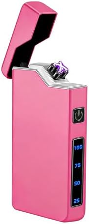 Encendedor Eléctrico Rosa, Encendedor Plasma de Doble Arco, Recargable USB, a Prueba de Viento, con Indicador LED, Ideal para Velas y Camping, Unisex - imagen 1